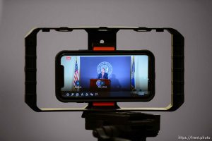 (Trent Nelson  |  The Salt Lake Tribune) Gov. Gary Herbert speaks at a news conference in Salt Lake City on Thursday, May 7, 2020.