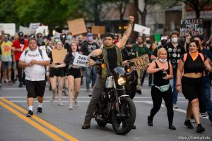 (Trent Nelson  |  The Salt Lake Tribune) Protesters march against police brutality in Salt Lake City on Tuesday, June 2, 2020.