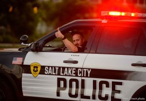 (Trent Nelson  |  The Salt Lake Tribune) Protesters march against police brutality in Salt Lake City on Tuesday, June 2, 2020.