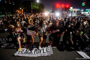 (Trent Nelson  |  The Salt Lake Tribune) Protesters march against police brutality rally in Salt Lake City on Friday, June 5, 2020.