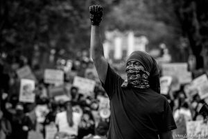 (Trent Nelson  |  The Salt Lake Tribune) Protesters against police brutality march in Salt Lake City on Saturday, Aug. 22, 2020.