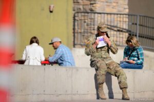 (Trent Nelson  |  The Salt Lake Tribune) Citizens voting at the Megaplex Theatre in Lehi on Monday, Nov. 2, 2020.