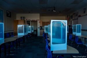 (Trent Nelson  |  The Salt Lake Tribune) An empty classroom at Glendale Middle School in Salt Lake City on Friday, Dec. 4, 2020.