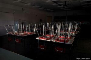 (Trent Nelson  |  The Salt Lake Tribune) An empty classroom at Northwest Middle School in Salt Lake City on Friday, Dec. 4, 2020.