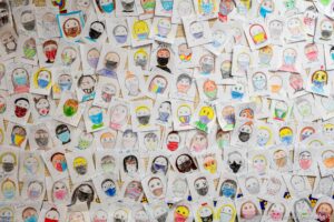 (Trent Nelson  |  The Salt Lake Tribune) students with masks, art project at Crescent Elementary in Sandy on Thursday, Dec. 10, 2020.