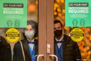 (Trent Nelson  |  The Salt Lake Tribune) Masks are a common sight in Salt Lake City on Friday, Dec. 11, 2020. The Utah Department of Health on Friday reported a seven-day average of 2,702 new positive test results per day — below last week’s rate of nearly 3,000.