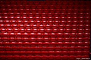 (Trent Nelson  |  The Salt Lake Tribune) Empty seats as Utah hosts Colorado, NCAA basketball in Salt Lake City on Monday, Jan. 11, 2021.