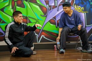 (Trent Nelson  |  The Salt Lake Tribune) Roberto Elguera and Samnang Heng at the HERC Hip Hop Education Center in Salt Lake City on Monday, Feb. 15, 2021.