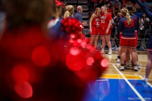 (Trent Nelson  |  The Salt Lake Tribune) as Springville faces Farmington High School in the 5A girls basketball state championship game, in Taylorsville on Saturday, March 6, 2021.  Lauryn Deede, Addisyn Johnson
