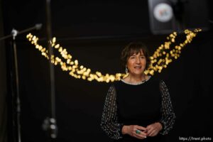 (Trent Nelson  |  The Salt Lake Tribune) Samira Harnish speaks during the streaming of the Women of World Refugee Fashion at Commonwealth Studios in Salt Lake City on Wednesday, March 10, 2021.