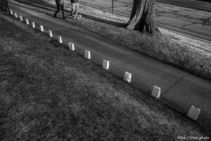 (Trent Nelson  |  The Salt Lake Tribune) Students and teachers at the McGillis School in Salt Lake City share 500 messages of gratitude and hope on luminarias, reflecting on the past year's pandemic, on Wednesday, March 17, 2021.