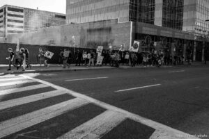 (Trent Nelson  |  The Salt Lake Tribune) Students march to the state Capitol in Salt Lake City to protest inaction on the climate crisis on Friday, March 19, 2021.