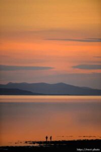 (Trent Nelson  |  The Salt Lake Tribune) Sunset at Antelope Island State Park on Friday, April 23, 2021.