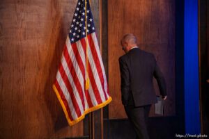 (Trent Nelson  |  The Salt Lake Tribune) Gov. Spencer Cox speaks at his weekly news conference in Salt Lake City on Thursday, May 20, 2021.