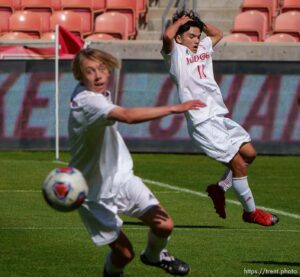 (Trent Nelson  |  The Salt Lake Tribune) Judge Memorial's John Chadwick reacts to a narrow miss on goal
while facing Morgan High School in the 3A boys soccer championship, at Rio Tinto Stadium in Sandy on Tuesday, May 18, 2021.