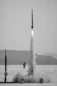 (Trent Nelson  |  The Salt Lake Tribune) Utah Rocket Club hosted Large Dangerous Rocket Ships, one of the country's premier rocketry events, at the Bonneville Salt Flats on Saturday, July 31, 2021.
