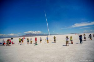 (Trent Nelson  |  The Salt Lake Tribune)  . Utah Rocket Club hosted Large Dangerous Rocket Ships, one of the country's premier rocketry events, at the Bonneville Salt Flats on Saturday, July 31, 2021.