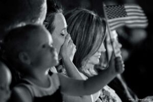 (Trent Nelson  |  The Salt Lake Tribune) Family members at a vigil at the State Capitol in Salt Lake City for Staff Sgt. Taylor Hoover on Sunday, Aug. 29, 2021. Hoover was killed in a suicide bombing in Kabul, Afghanistan.