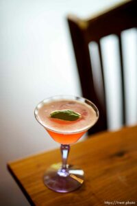 (Trent Nelson  |  The Salt Lake Tribune) Ruby Delight, a drink at Oquirrh Restaurant in Salt Lake City on Monday, Aug. 30, 2021.