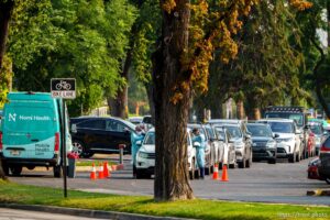 (Trent Nelson  |  The Salt Lake Tribune) COVID-19 tests are administered at Highland High School in Salt Lake City on Monday, Aug. 30, 2021.