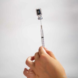 (Trent Nelson  |  The Salt Lake Tribune) Lindsay Brown prepares a dose of the Pfizer COVID-19 vaccine at a drive-thru event organized by the Utah County Health Department in Spanish Fork on Friday, Sept. 10, 2021.