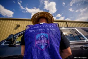 (Trent Nelson  |  The Salt Lake Tribune) Spencer Lowe administers a dose of the Pfizer COVID-19 vaccine at a drive-thru event organized by the Utah County Health Department in Spanish Fork on Friday, Sept. 10, 2021.