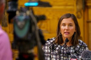 (Trent Nelson  |  The Salt Lake Tribune) Salt Lake City Mayor Erin Mendenhall speaks at a news conference regarding masks in schools in Salt Lake City on Monday, Sept. 13, 2021.