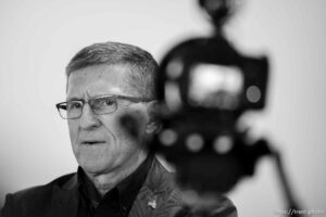 (Trent Nelson  |  The Salt Lake Tribune) Michael Flynn is interviewed at the WeCANact Liberty Conference, held at the Salt Palace Convention Center in Salt Lake City on Friday, Oct. 22, 2021.