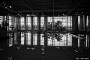 (Trent Nelson  |  The Salt Lake Tribune) The sun sets through the windows of the pool at the South Jordan Fitness & Aquatics Center on Wednesday, Nov. 3, 2021.