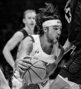 (Trent Nelson  |  The Salt Lake Tribune) Utah Utes guard Rollie Worster (25) as the Utah Utes host the Westminster Griffins, NCAA basketball in Salt Lake City on Thursday, Nov. 4, 2021.