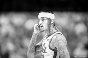 (Trent Nelson  |  The Salt Lake Tribune) Utah Jazz guard Jordan Clarkson (00) as the Utah Jazz host the Charlotte Hornets, NBA basketball in Salt Lake City on Monday, Dec. 20, 2021.