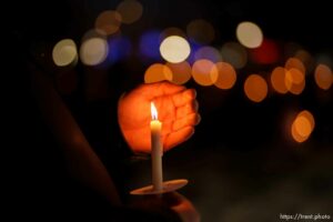 (Trent Nelson  |  The Salt Lake Tribune)  at a vigil for 117 people who died in Salt Lake City while experiencing homelessness in the last year, on Tuesday, Dec. 21, 2021.