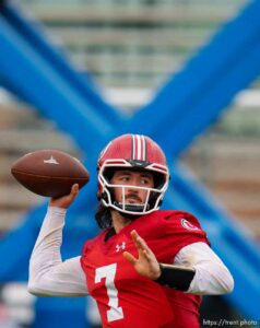 (Trent Nelson  |  The Salt Lake Tribune) Cameron Rising as the Utah Utes practice leading up to the Rose Bowl at Harbor College in Wilmington, Calif., on Wednesday, Dec. 29, 2021.
