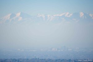 (Trent Nelson  |  The Salt Lake Tribune) Pollution blankets the Salt Lake Valley on Tuesday, Jan. 11, 2022.