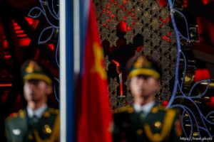 olympic cauldron, medals plaza on Tuesday, Feb. 8, 2022.