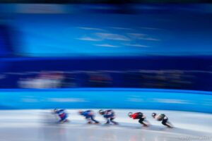 (Trent Nelson  |  The Salt Lake Tribune) , 1500m quarterfinals, short track speed skating at the 2022 Winter Olympics in Beijing on Wednesday, Feb. 9, 2022.