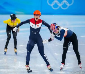 (Trent Nelson  |  The Salt Lake Tribune)  , short track speed skating at the 2022 Winter Olympics in Beijing on Friday, Feb. 11, 2022.