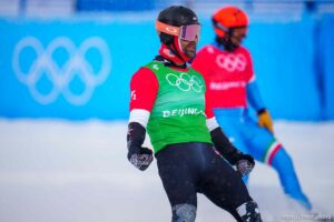 (Trent Nelson  |  The Salt Lake Tribune)  , mixed team snowboard cross at the 2022 Beijing Winter Olympics in Zhangjiakou on Saturday, Feb. 12, 2022.