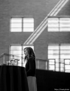 (Trent Nelson  |  The Salt Lake Tribune)  at a news conference announcing the return of Outdoor Retailer to Salt Lake City, on Wednesday, March 23, 2022.
