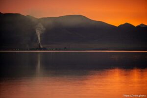 (Trent Nelson  |  The Salt Lake Tribune) US Magnesium, seen across the Great Salt Lake from Stansbury Island on Saturday, March 26, 2022.