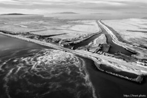 (Trent Nelson  |  The Salt Lake Tribune) The US Magnesium dike on Stansbury Island on Saturday, March 26, 2022.