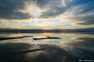 (Trent Nelson  |  The Salt Lake Tribune) The shore of the Great Salt Lake at Stansbury Island on Saturday, March 26, 2022.