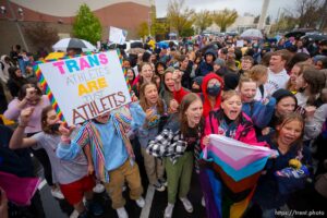 (Trent Nelson  |  The Salt Lake Tribune) Clayton Middle School students chant 