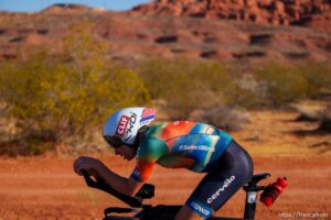 (Trent Nelson  |  The Salt Lake Tribune) Ben Hoffman competing in the Ironman World Championship triathlon in St. George on Saturday, May 7, 2022.