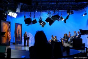 (Trent Nelson  |  The Salt Lake Tribune) Gov. Spencer Cox speaks at his monthly news conference in Salt Lake City on Thursday, May 19, 2022.