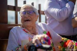 (Trent Nelson  |  The Salt Lake Tribune) Lois Archuleta at a ceremony dedicating Archuleta Bridge in Salt Lake City on Friday, June 17, 2022. The bridge's name honors Archie and Lois Archuleta for their work 