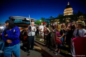 (Trent Nelson  |  The Salt Lake Tribune) People protest in Salt Lake City after the U.S. Supreme Court overruled Roe v. Wade, on Friday, June 24, 2022.