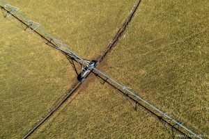 (Trent Nelson  |  The Salt Lake Tribune) Pivot irrigation on an alfalfa field in Mt. Carmel  on Thursday, Nov. 10, 2022.