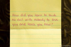 (Trent Nelson  |  The Salt Lake Tribune) Questions for Samuel Bateman, in jail, from his family, in Colorado City, Ariz., on Wednesday, Sept. 14, 2022.