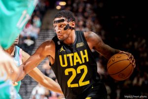(Trent Nelson  |  The Salt Lake Tribune) Utah Jazz forward Rudy Gay (22) as the Utah Jazz host the San Antonio Spurs, NBA basketball in Salt Lake City on Saturday, Feb. 25, 2023.